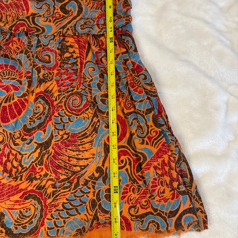 Anthropologie Moulinette Soeurs Rope Halter Dress Orange Blue Batik Print Size 6 - Picture 10 of 10